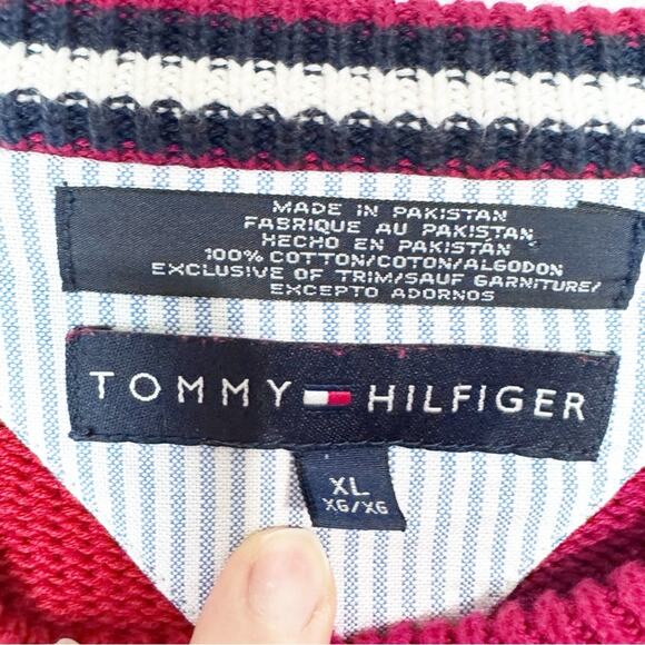 Vintage Tommy Hilfiger Red Cotton Shaker Crewneck Pullover Sweater Men’s Size XL - Picture 4 of 12